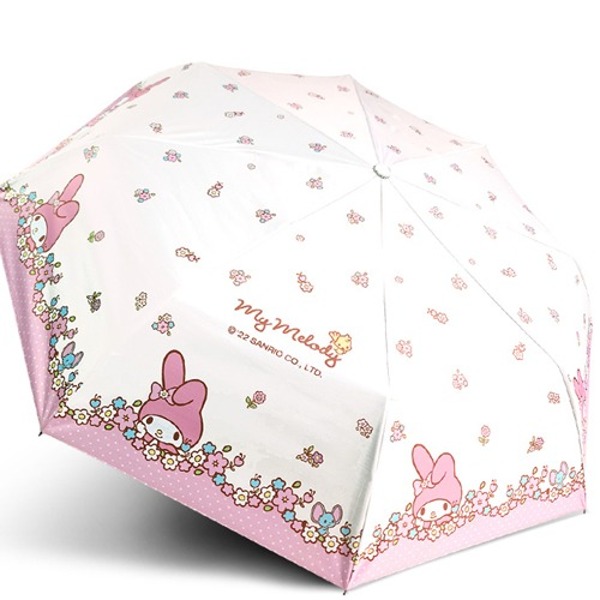 마이멜로디 패턴 자외선차단 3단 양산 겸 우산
